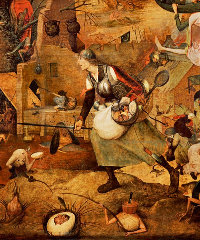 Dulle Griet, detal (olej na drewnie dębowym) autorstwa Pieter the Elder Bruegel