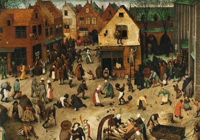 Walka między karnawałem a postem... (olej na drewnie dębowym) autorstwa Pieter the Elder Bruegel