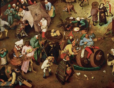 Walka między karnawałem a postem (obraz na drewnie dębowym) autorstwa Pieter the Elder Bruegel