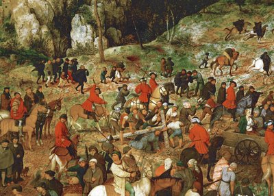 Jezus niosący krzyż (obraz na drewnie dębowym) autorstwa Pieter the Elder Bruegel