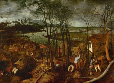 Ciemny dzień. Z serii sześciu obrazów Pory roku (malarstwo) autorstwa Pieter the Elder Bruegel