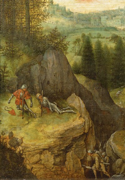 Samobójstwo Saula w bitwie z Filistynami na górze Gilboa (obraz na drewnie dębowym) autorstwa Pieter the Elder Bruegel
