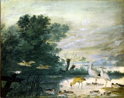 Egzotyczne ptaki w malowniczym krajobrazie autorstwa Pieter the Younger Holsteyn