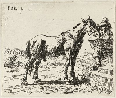 Pijący koń autorstwa Pieter van Laer