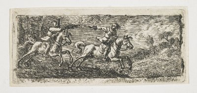 Dwóch jeźdźców walczących autorstwa Pieter van Laer