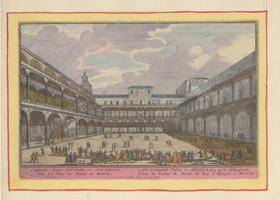 Dziedziniec Pałacu Królewskiego w Madrycie Pałac Królewski w Madrycie; na wystawie w Binnenplaats (tytuł na obiekcie) Theatrum Hispaniae (...) (tytuł serialu) autorstwa Pieter van den Berge