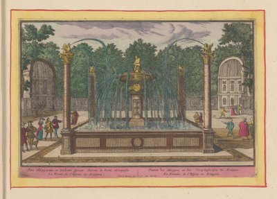 Fontanna Ciernia Wyciąg w Ogrodach Pałacu Królewskiego w Aranjuez Fontanna Harpyen i Toonpluysertjen w Aranjues (tytuł na obiekcie) Theatrum Hispaniae (...) (tytuł serialu) autorstwa Pieter van den Berge