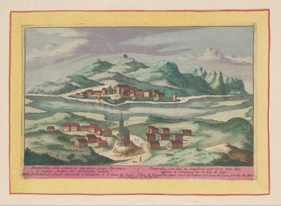 Widok na Fuenterrabia Fontarabie, miasto w Guipiscoa, niedaleko morza, między S. Sebastian a S. Ian de Luz (...) (tytuł na obiekcie) Theatrum Hispaniae (...) (tytuł serialu) autorstwa Pieter van den Berge