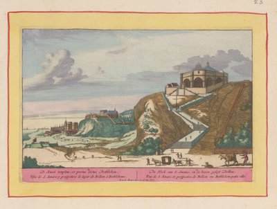 Widok na kościół Santo Amaro w pobliżu Lizbony Kościół S. Amatus i segt portowy Bellem (tytuł na obiekcie) Theatrum Hispaniae (...) (tytuł serialu) autorstwa Pieter van den Berge