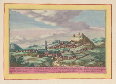 Widok na miejsce Vélez-Málaga w Andaluzji Vélez Mallaga, miasto Granade, w górach, niedaleko morza, poniżej Mallaga (tytuł na obiekcie) Theatrum Hispaniae (...) (tytuł serialu) autorstwa Pieter van den Berge