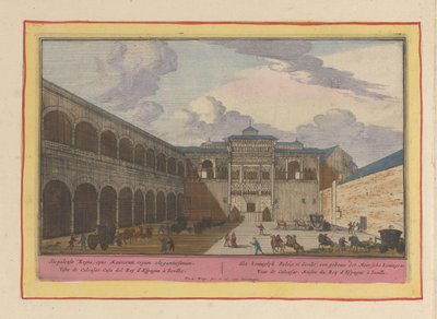 Widok na dziedziniec Real Alcázar de Sevilla Pałac Królewski na Sycylii; budynek królów mauretańskich (tytuł na obiekcie) Theatrum Hispaniae (...) (tytuł serialu) autorstwa Pieter van den Berge