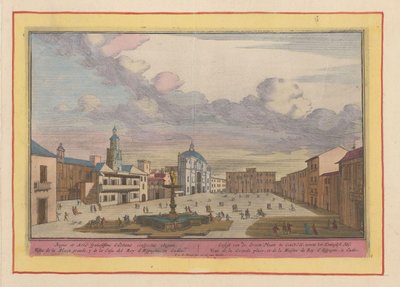 Widok na główny plac w Kadyksie Gesigt z Wielkiego Miejsca w Cdix, obok Koninglyk Hof (tytuł na obiekcie) Theatrum Hispaniae (...) (tytuł serialu) autorstwa Pieter van den Berge