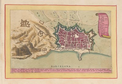 Plattegrond van Barcelona Barcelona (tytuł na obiekcie) Teatr Hiszpanii (...) (tytuł serialu) autorstwa Pieter van den Berge