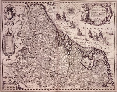 Mapa prowincji Zjednoczonej Holandii (grawerowanie) autorstwa Pieter van den Keere