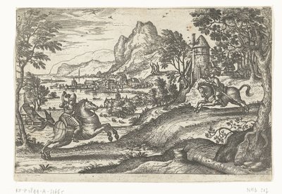 Krajobraz z dwoma jeźdźcami. autorstwa Pieter van der Borcht (I)