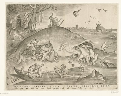 Duża ryba Jaskółka Mała ryba Duża ryba zjada małą rybę? autorstwa Pieter van der Heyden