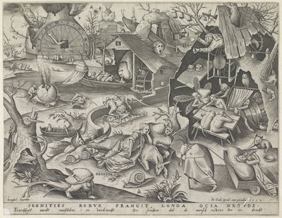 Lenistwo Desidia (tytuł na obiekcie) Siedem grzechów głównych (tytuł serii) autorstwa Pieter van der Heyden