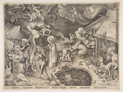 Św. Jakub i czarodziej Hermogenes z Historii czarodzieja Hermogenesa, 1565. autorstwa Pieter van der Heyden