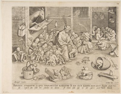 Osioł w szkole, 1557. autorstwa Pieter van der Heyden