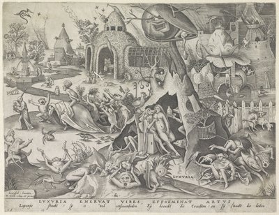 żądza Luxuria (tytuł na obiekcie) Siedem grzechów głównych (tytuł serii) autorstwa Pieter van der Heyden
