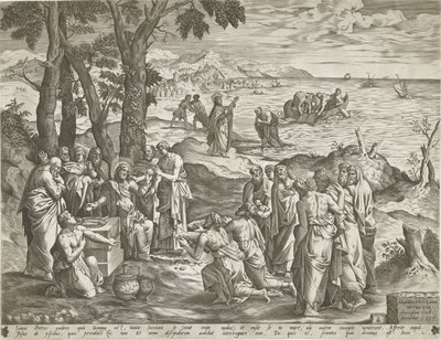 Cudowne łowienie ryb i cudowne karmienie autorstwa Pieter van der Heyden