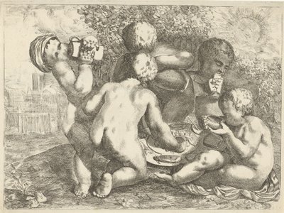 Bachanalia z pięcioma puttami autorstwa Pieter van der Plas (II)