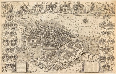 Mapa Hamburga, 1644. autorstwa Pietersen