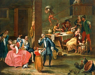 Piknik na wsi ... (obraz na płótnie) autorstwa Pietro (circle of) Longhi