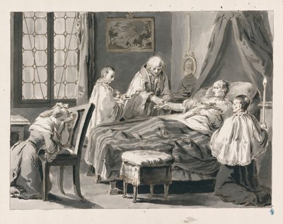Ostatnie namaszczenie z Siedmiu Sakramentów autorstwa Pietro Antonio Novelli