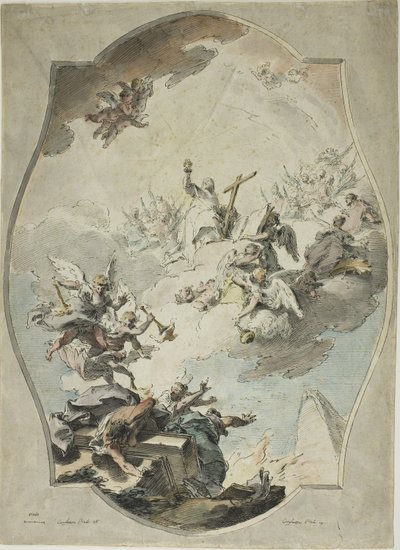 Wiara przezwyciężająca herezję (recto); Śledzenie po wierze przezwyciężenie herezji (verso) autorstwa Pietro Antonio Novelli
