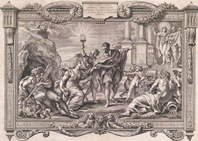 Annibale Carracci przedstawia malarstwo Apollo i Minerwie, 1674. autorstwa Pietro Aquila