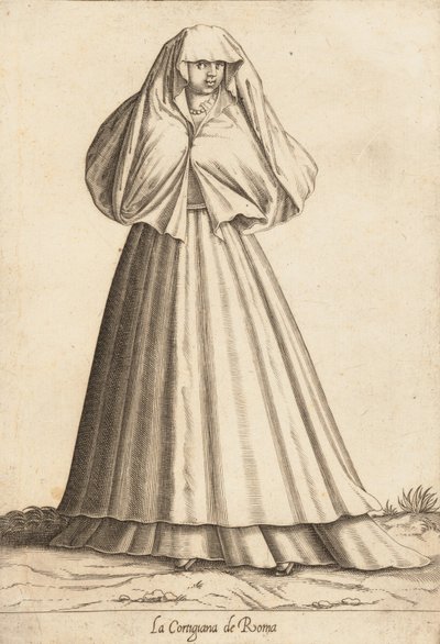 La Cortigiana de Roma Courtesan, ca. 1580. autorstwa Pietro Bertelli.