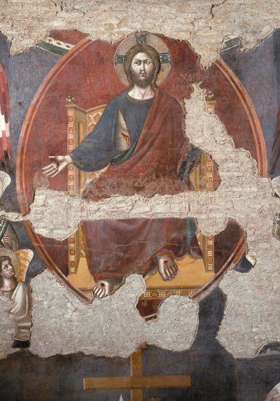 Sąd Ostateczny: Chrystus trąbi. Szczegół. (Fresk autorstwa Pietro Cavallini