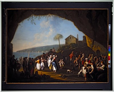 Tarantella w Mergellina, niedatowane (płótno) autorstwa Pietro Fabris