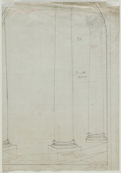 Rysunek architektoniczny kolumn (verso) autorstwa Pietro Fancelli