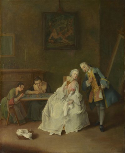 Dama otrzymująca kawalerię, 1747-1755 autorstwa Pietro Longhi