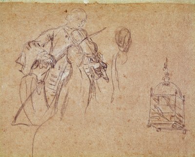 Skrzypek (skrzypek) Rysunek Pietro Longhi (1702-1785) Wenecja, Musee Correr autorstwa Pietro Longhi