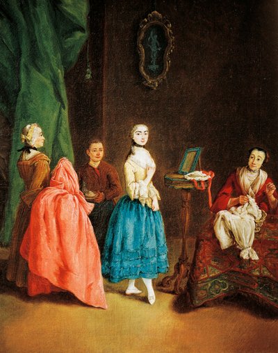 Dama u krawcowej, autorstwa Pietro Longhi (1701-1785) autorstwa Pietro Longhi
