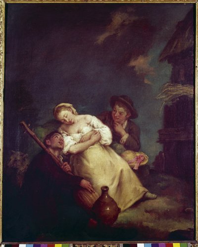 Uśpione rolnictwo - Obraz Pietro Longhi (1702-1785), olej na płótnie, 61x50 cm, ok. 1750. Wenecja, Fundacja Querini Stampalia autorstwa Pietro Longhi