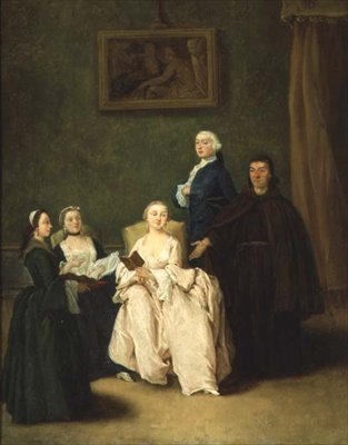 Wizyta zakonnika (olej na płótnie) autorstwa Pietro Longhi