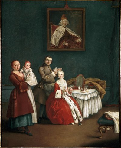 Fryzjer (fryzjer) Obraz Pietro Longhi (1701-1785) 1760 Dim 63x51 cm Wenecja, Ca 