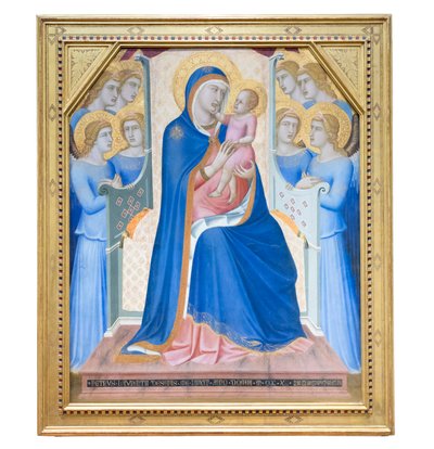 Madonna z Dzieciątkiem na tronie z ośmioma aniołami autorstwa Pietro Lorenzetti