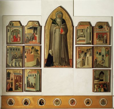 Poliptyk z życia Beaty Umilta - Detrempe na drewnie autorstwa Pietro Lorenzetti
