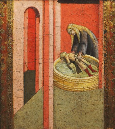 Święta Elżbieta Węgierska wskrzeszająca do życia dziecko utopione w studni, autorstwa Pietro Lorenzetti