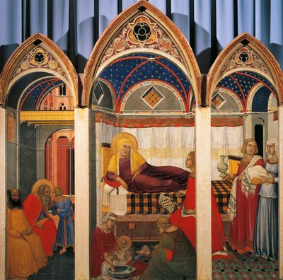 Tryptyk Narodzenia Najświętszej Marii Panny autorstwa Pietro Lorenzetti