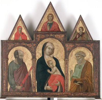 Dziewica z Dzieciątkiem i świętymi Pawłem i Piotrem,
1310 - 20 (tempera jajowa i złoto na drewnie) autorstwa Pietro Lorenzetti