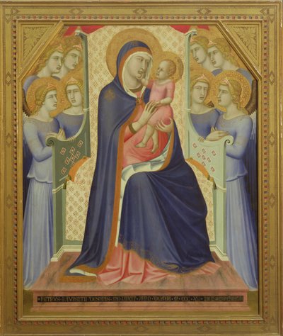 Dziewica z Dzieciątkiem na tronie z aniołami, 1340 (tempera na desce) autorstwa Pietro Lorenzetti