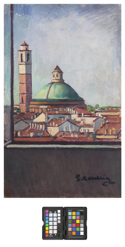 Kopuła San Carlo w Mediolanie, 1928 (olej na płótnie) autorstwa Pietro Marussig