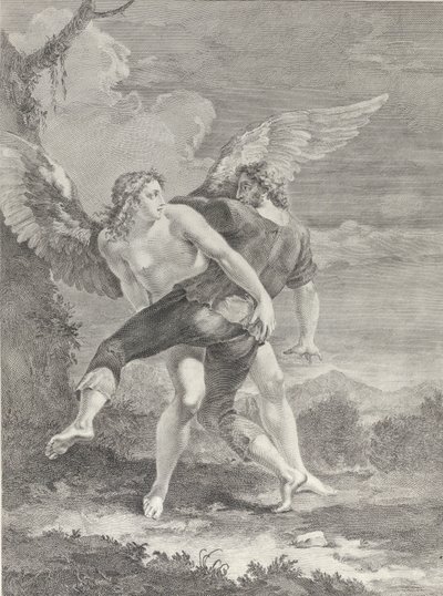 Jakub walczący z aniołem, 1730-39. autorstwa Pietro Monaco