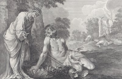 Hiob skarcony przez żonę, 1730-39. autorstwa Pietro Monaco